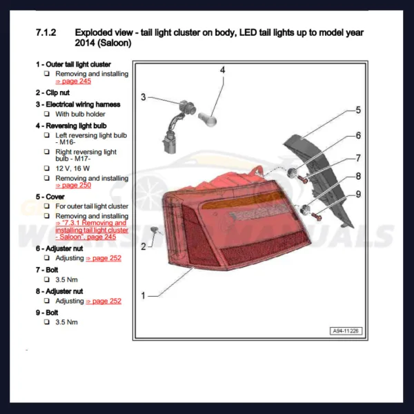 Audi A6 C7 4G 2011 to 2018 Workshop Service Repair Manual Download PDF